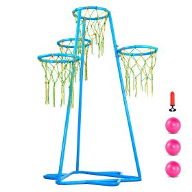 Kids Basketball Hoop, 4-Hoop Child Basketball Hoops, Portable Basketball Stand with Adjustable Heights and 3 Balls