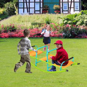XSS008 high quality kids seesaw plastic seat playground equipment cute baby plastic rocker outdoor children blue and green steel tube for kids ag (Color: as Pic)